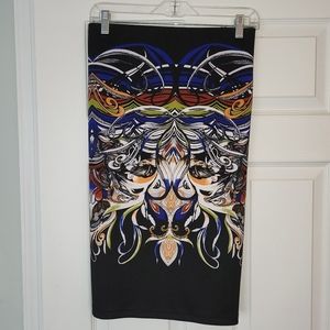 BisouBisou Stretch Pencil Skirt with Abstract Designs Size 1X